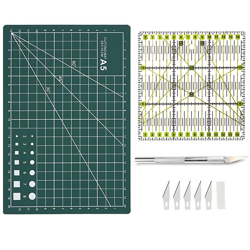 Handicraft Slicing Tools A4 A5 Sized Cutting Pad Carving Knife with Blades Gridded Design Acrylic Rulers DIY Craft Lovers QC-ZYF