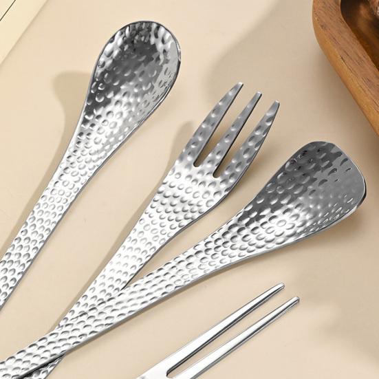 Rutschfestes Griff-Geschirrset mit Löffel und Gabel für Milchtee, Kaffee, Dessertschalen, Dicke 304 Edelstahl, einteilig geformtes Besteck für Zuhause