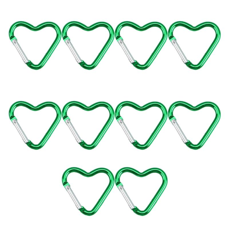 Pack of 10 Heart Shaped Metal Carabiner Keychain Accessory Portable for Outdoor Climbing and Camping Keyring Hook