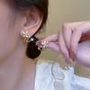 Trend Unique Design Elegant Delicate Zircon Pearl Flower Earrings Women Jewelry Wedding Party Gifts