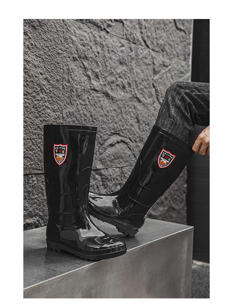 Men's Mid-High Waterproof Rain Boots - Non-Slip Rubber Shoes for Outdoor, Kitchen, or Construction Use