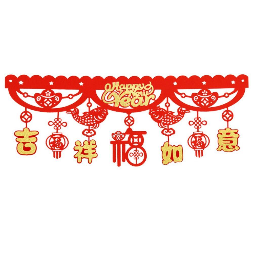 Decorative Chinese New Year Dragon Banners Felt Spring Festival Hanging Flag  Lunar New Year