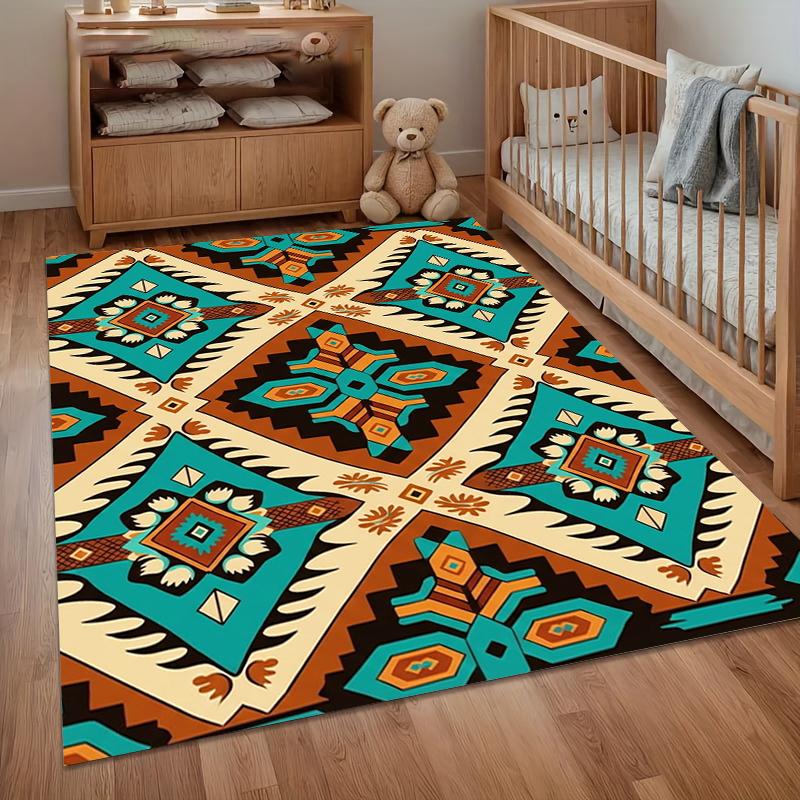 Western Rug Native American Area Rugs for Bedroom Living Room Entryway Washable Non Slip Indoor Floor Carpet Boho Western Decor
