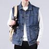 Men's Retro Denim Vest - Loose Fit, Plus Size, Sleeveless, Big Pockets, Spring/Autumn Jacket
