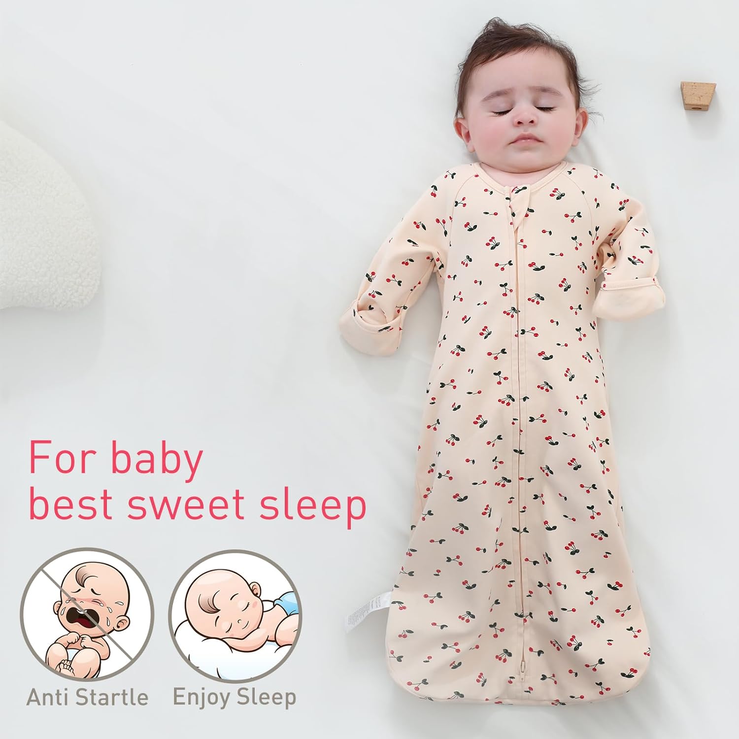 

2 Pack Transitional Swaddle Sack with Arms Up Length Sleeves & Mitten Cuffs, Sleeping Sack Bag 2 Ways Zipper, Wearable Swaddling Blanket for Newborns S ( 0-3 Months, 6-14 lbs