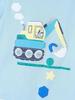 European Style Boys' Summer 2-Piece Cartoon Print Set with Round Neck and Short Sleeves