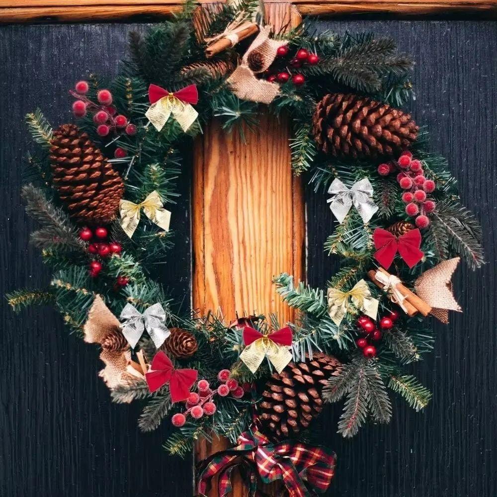 48Pcs Fluffy Christmas Bowknot Ornaments DIY Craft Christmas Tree Bow Decoration  Xmas Tree Decor