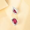925 Sterling Silver Light Luxury Fashion Natural Filled Ruby Earrings Ov8*10mm 7ct for Women's Engagement Anniversary Gift