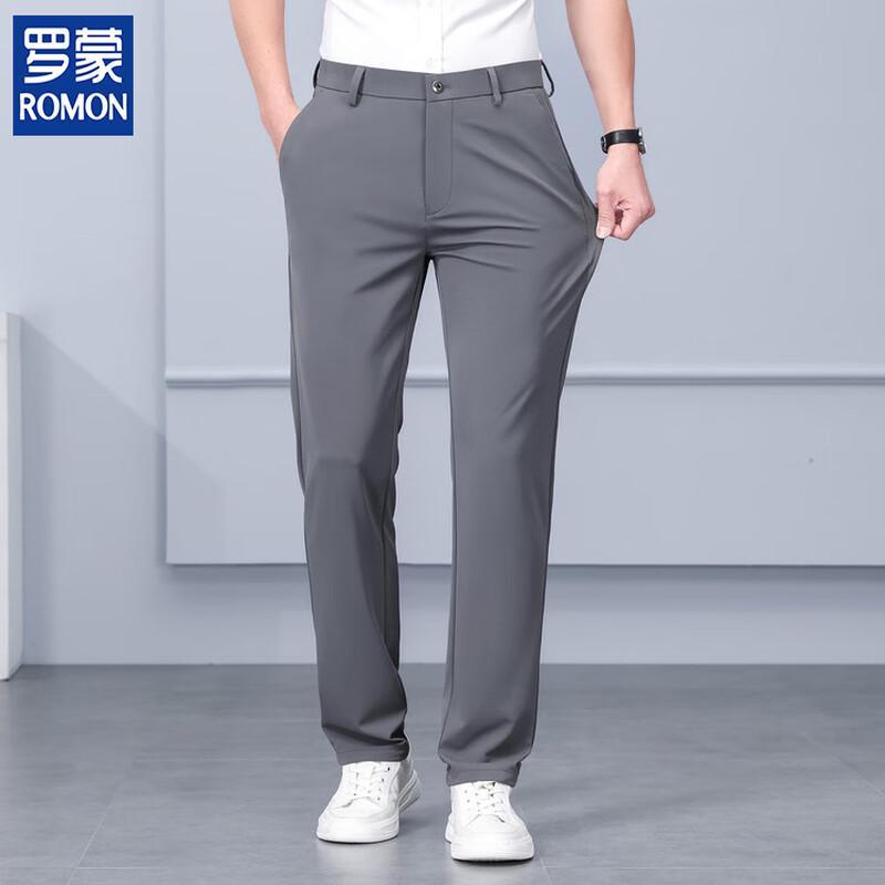 ROMON Men s Ice Silk Straight Business Casual Pants 36