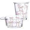 Cute Pink Bow Glass Cup Coffee Cup Mug Eespresso Iced for Summer DIY Drinks Drinkware Yogurt Cup Salad Bowl Fruit Dessert Bowl