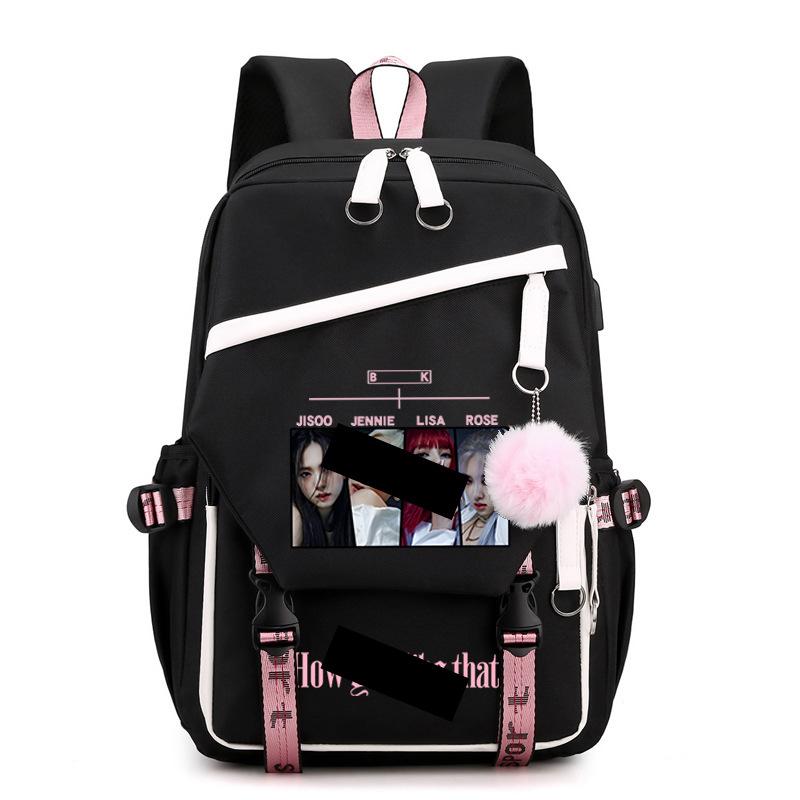 Blackpink Korean Girl Group Peripheral Printed Backpack Casual Middle School Student Schoolbag