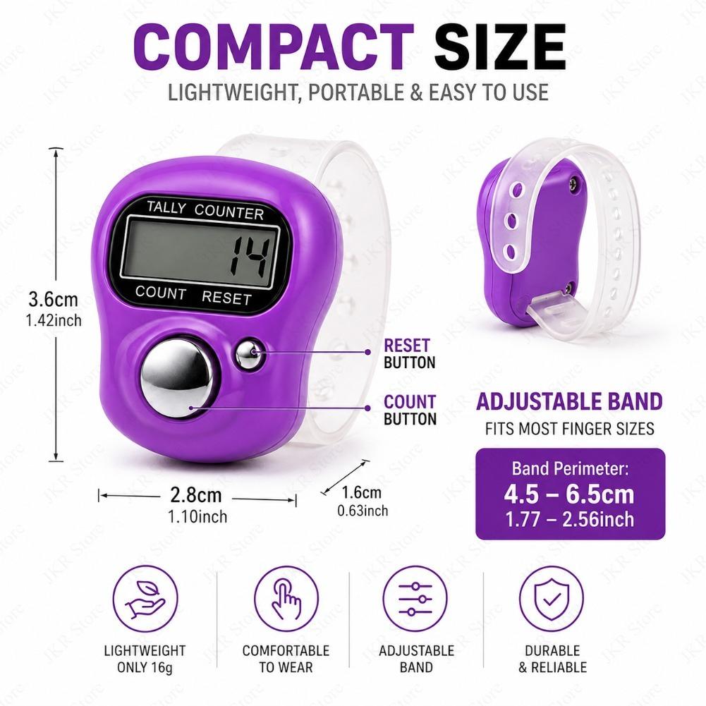 Mini Digital Finger Ring Counter Electronic Tally Clicker Knitting Row Stroke Counting Tool for Sewing Craft Accessory Set Kit