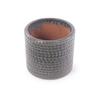 Smaller Single Ceramic Plant Pot diameter 24.5 cm, Glossy Grey with Herringbone Relief