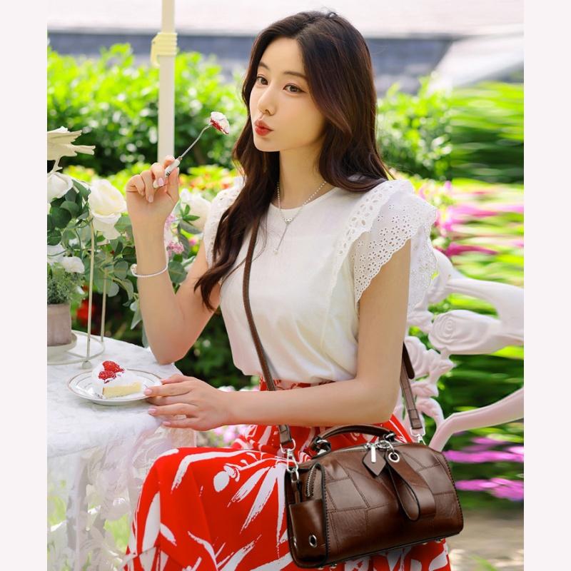 Autumn Winter New Retro Splicing Lady Handbags High-end PU Large Capacity Shoulder Bag Fashion Casual Argyle Messenger Bag Middle-aged Mother Tote Bag