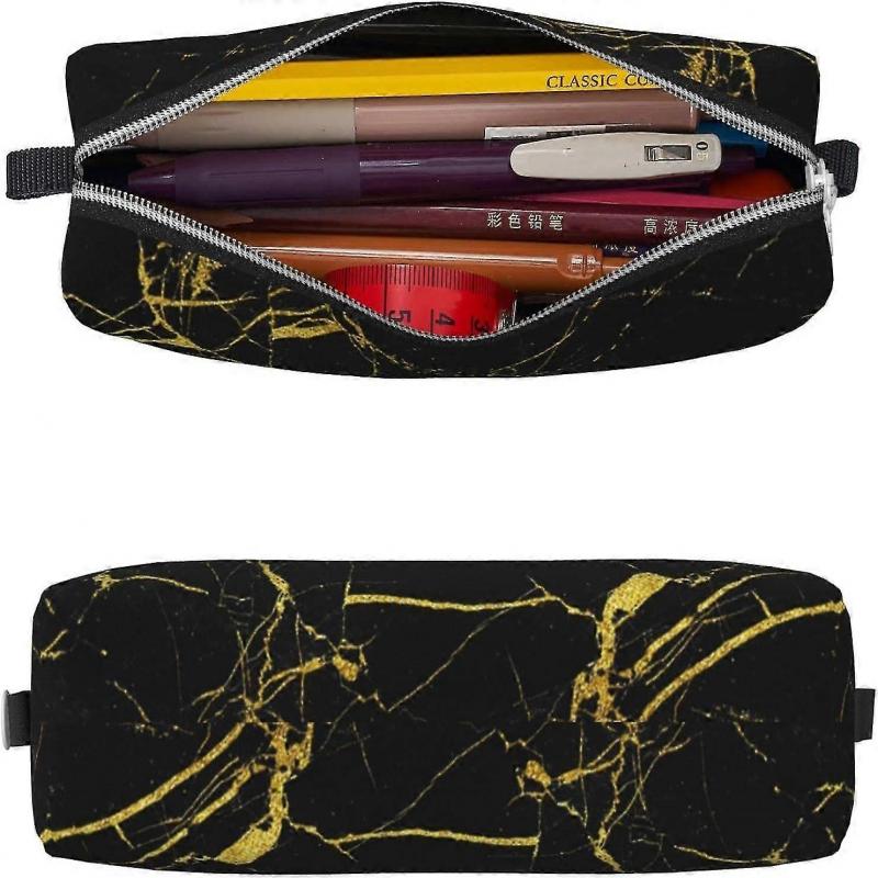 Estojo de Lápis Estampado em Mármore Preto Bolsa para Lápis Estojo Porta-Canetas para Meninas e Meninos Adolescentes