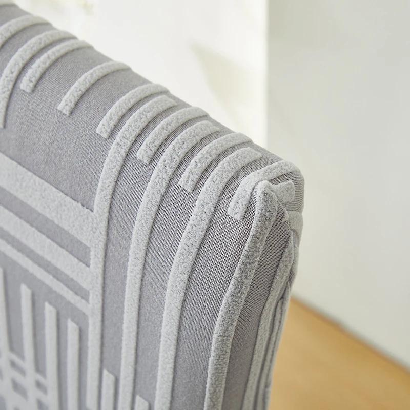 1PC Elastic Stripe Dining Chair Cover Solid Color Dust-proof Chair Slipcover Non-slip Seat Protector Cover for Kitchen Banquet