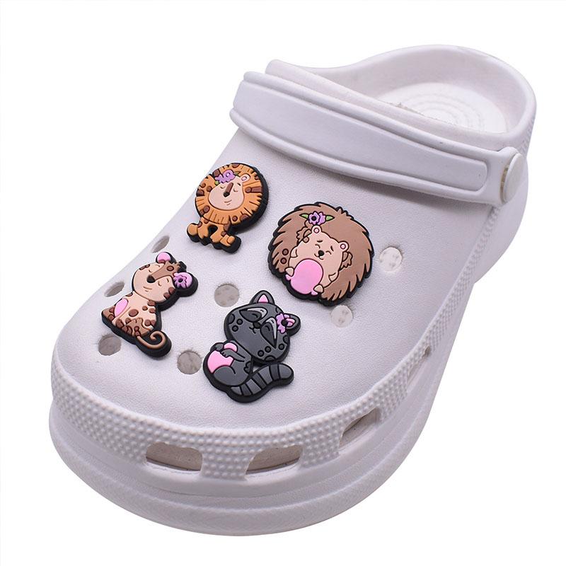 Breloques de chaussures en PVC, série animaux de la Jungle, 18 pièces, pour décorations de chaussures