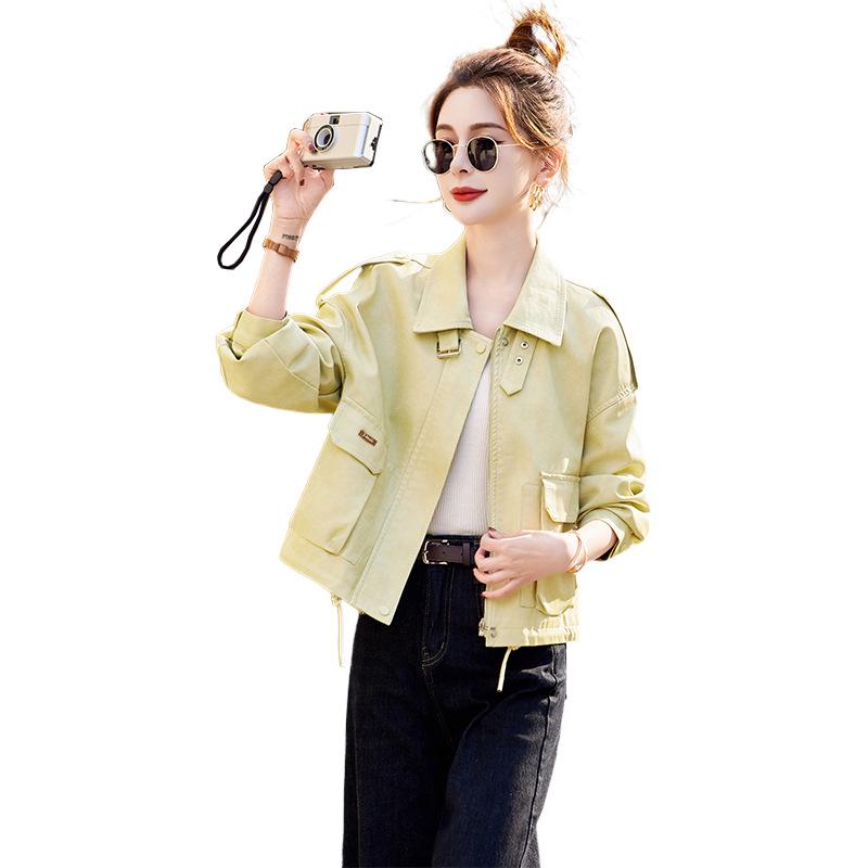 2025 Versatile Petite Leather Jacket: Spring/Autumn Fashion, Casual & Loose Fit Women's Coat HJ2507