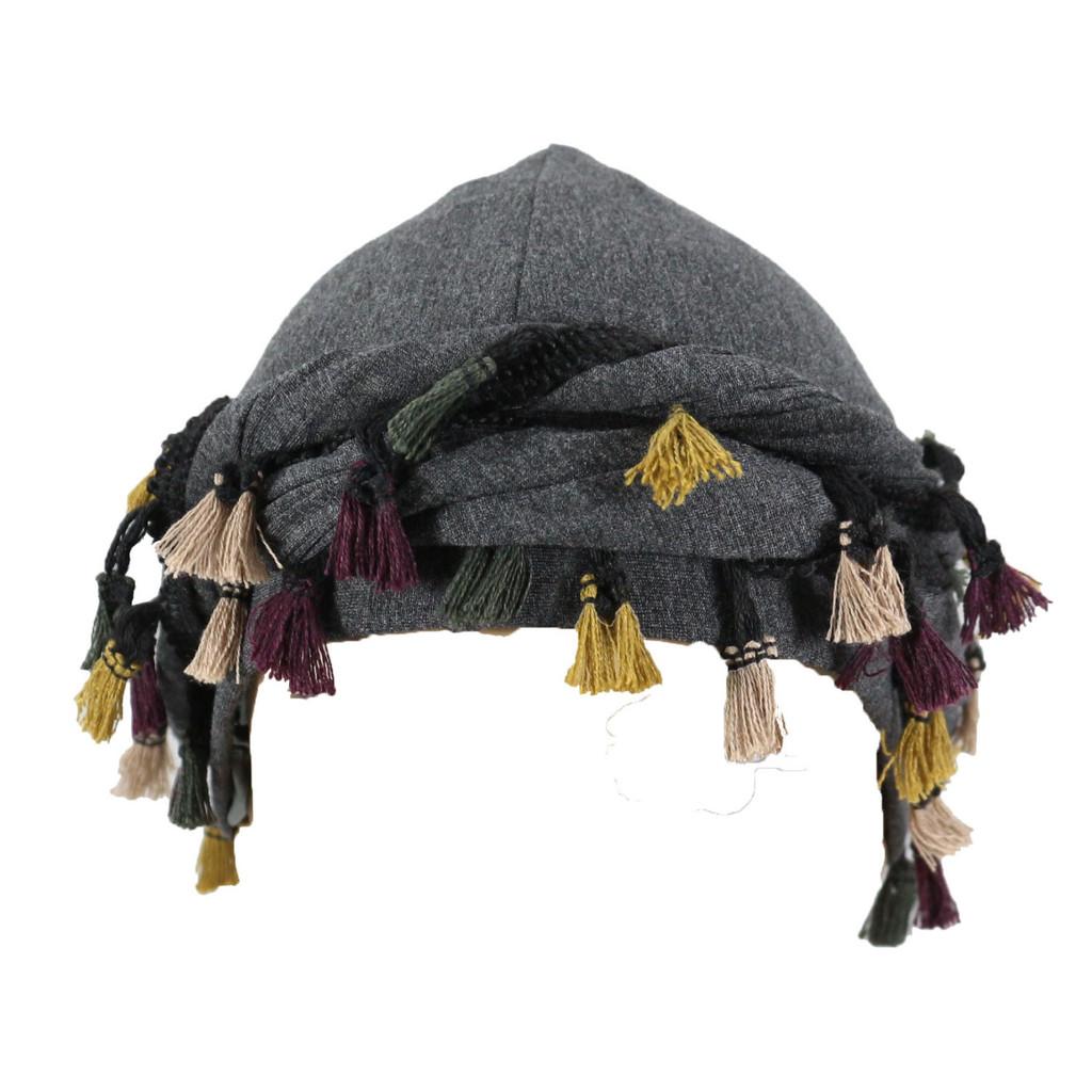 Fabric Casual Beanie Hat With Tassels For Men And Women Winter Wear