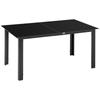Outdoor Dining Table for 6, Aluminium Rectangular Garden Table with Tempered Glass Tabletop for Yard, Patio, Black
