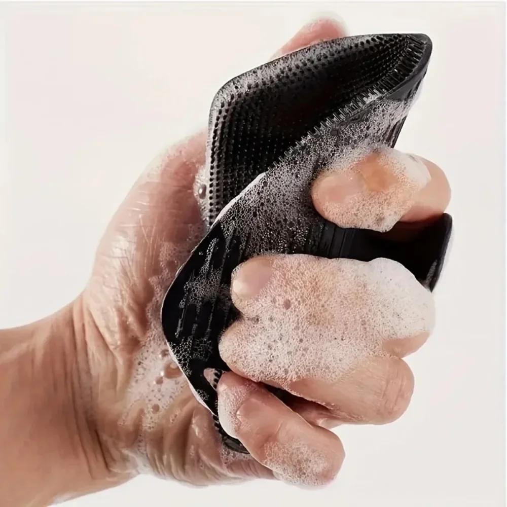 Soft Silicone Body Shower Scrub Brush, Handheld Facial Cleansing Oval Tool Gentle Exfoliation Massage Skin Bathroom Accessory