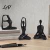 Moderne Wohnkultur 3-teiliges Abstraktes Yoga-Figuren-Skulpturen-Set Hohlkörper-Tänzerin in Glänzendem Gold Mattem Silber Schwarz Zeitgenössische Innenraum-Akzente
