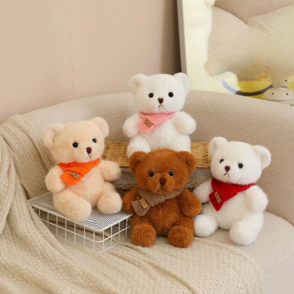 Soft Scarf Bear Soft Pillow Cartoon Scarf Bear Stuffed Dolls Bear Plush Toy  Room Decor