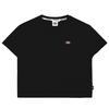 Codzienny T-shirt z haftowanym logo z literami, krótki rękaw, damski top, czarny DK011775BLK