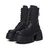 Autumn Women Boots 10CM Heels Wedges Platform PU Leather Rivet Buckle Shoes Cool Retro Punk Boots Lace-up&Zip Casual Dress Shoes
