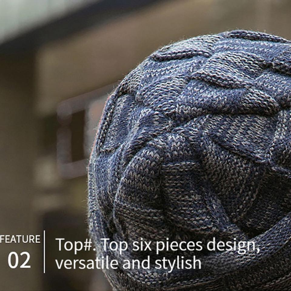 Getinfit Knitted Cap Comfortable Warm Adding Fleece Versatile Pullover Cap Scarf Set Thickened Woolen Cap Male Outdoor Walk Men