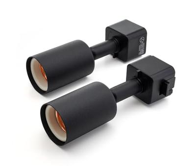 HaruDesign Lighting Rail Socket Fixture (Matte Black) for E26 Bulb Bases, Compatible with Heavy Lights, Set of 2