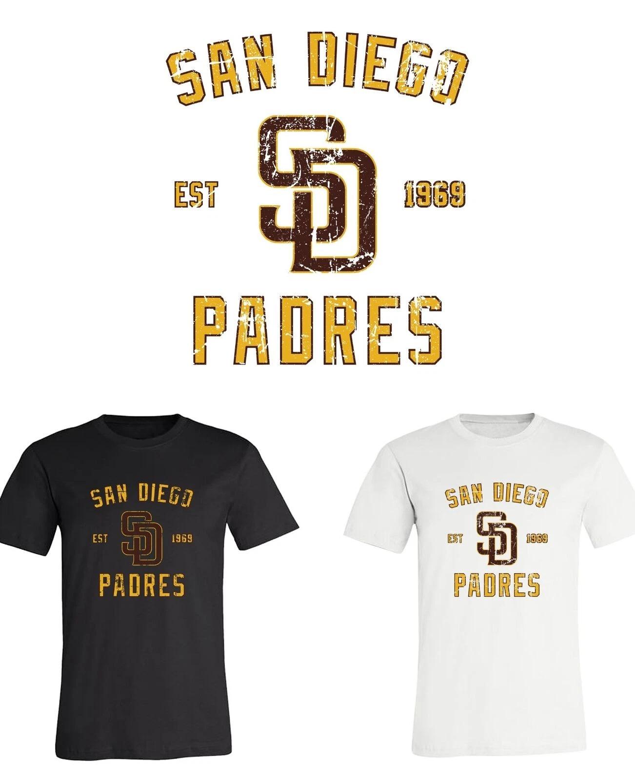 San diego Padres Est Distressed logo T-Shirt Sizes Youth-Adult 6XL FAST Ship! M