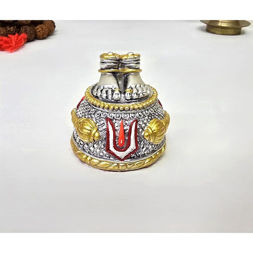 Lord Hanuman Charan Paduka Silver& Gold Antique Matte Idol for Home & Car Dasboard Hanuman Ji Charan Paduka Idol