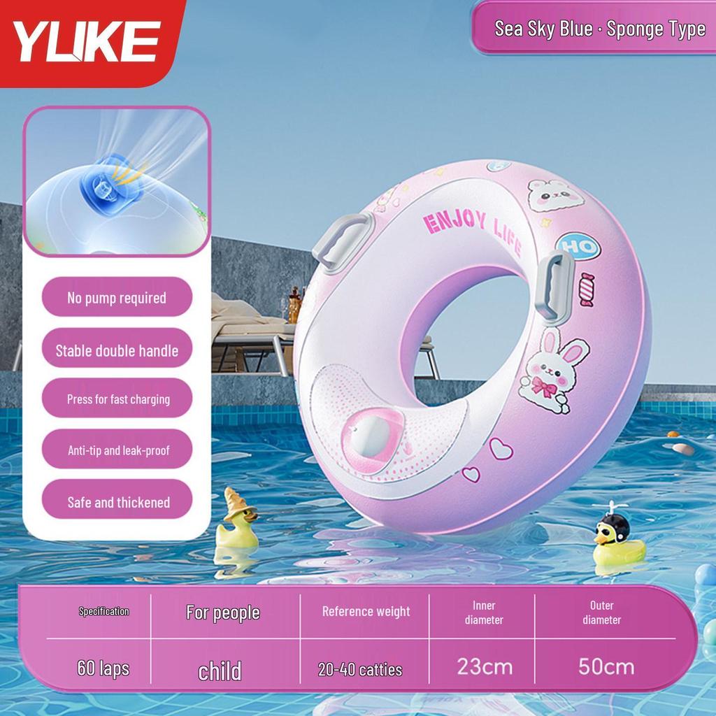 Enhanced Anti-Rollover Swim Ring for Adults & Kids, Unisex Lifebuoy, Inflatable Underarm Ring, Portable Swim Gear