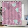Pink Floral Shower Curtain Setluxury Bathroom Decor with Butterfly Design In Green and Pink Hues Waterproof Fabric for Easy Clea