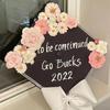 1 Set Artificial Flowers Graduation Decorations Flower Kit DIY Assorted Cap Stickers Glitter Number
