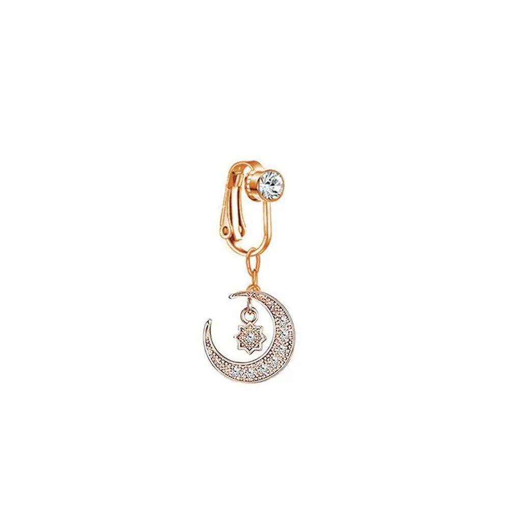 Zircon Earring Clip Faux Piercing Cartilage Clip Fake Belly Rings Navel Clip on Belly Button Rings Body Jewelry