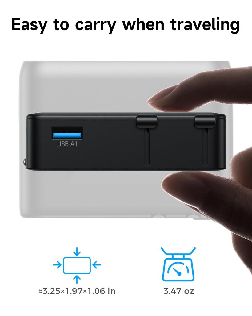 Ounamio 2026 Slim and Lightweight International Adapter with 4 Ports, ACUSB-AUSB-C, 25W PD Power & Smart Temperature Control, Compatible with Over