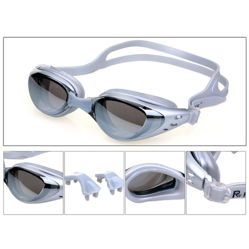 Professional Swimming Goggles Adult Electroplate Water Repellent Silicone Swim Sun Glasses Anti-Fog izable Fit Pool Water Active Eyewear