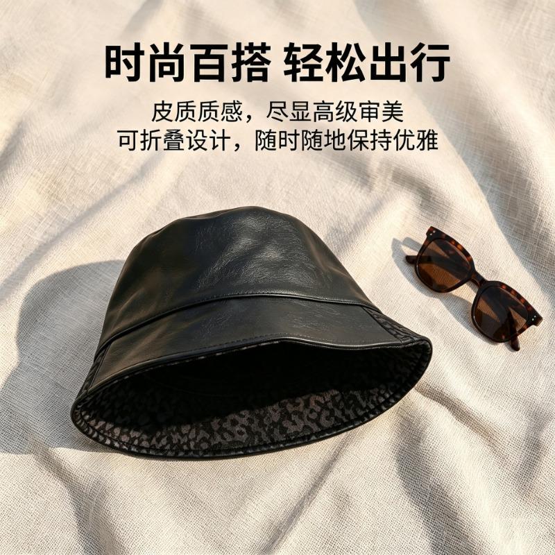 Vintage Niche Leopard Print Bucket Hat Women Fashion Casual Winter Autumn Hat