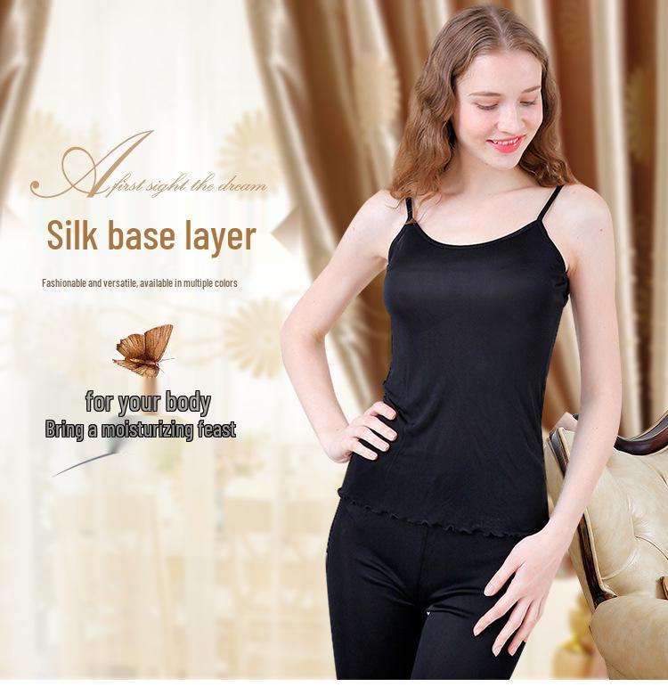

2021 Summer Mulberry Silk Knit Camisole - Solid Color Base Layer Top Medium розовый