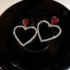 925 Silbernadel Koreanisches Kristall-Set Diamant Liebesohrringe mit elegantem Design Ohrringe Kühne und kreative Modeohrringe