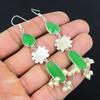 925 Silver Oval Green Kyanite Stone Dangle Drop Ethnic Throat Chakra Earrings