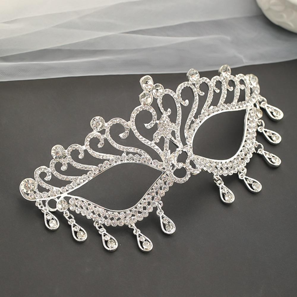 Luxury Alloy Masquerade Mask Face Accessories Shiny Crystal Rhinestone Mask Rhinestone Decoration Bridal Mask Cosplay Party
