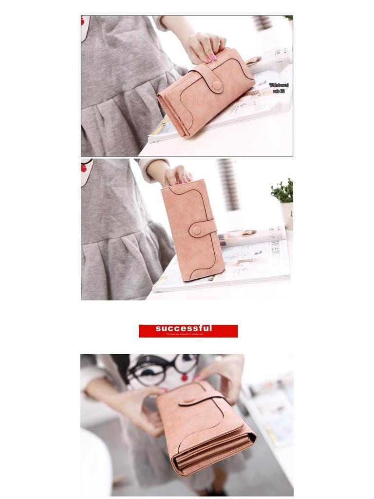 Retro Mattes Weiches Leder Patchwork Damen Geldbörse - Einfarbig Multifunktionale Clutch