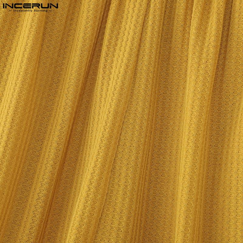 INCERUN Men High Elastic Waist Irregular Layers Casual Long Pants Trousers