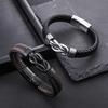 Men's stainless steel twisted bracelet, hip-hop punk leather accessory