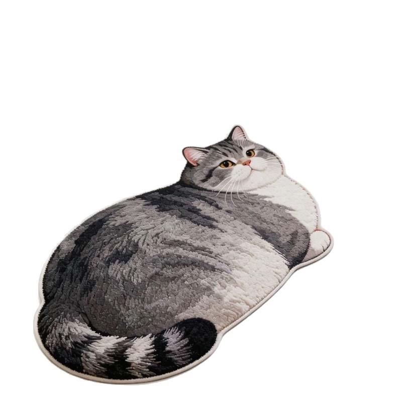 Tappetino da Bagno in Terra Diatomacea a Forma di Gatto Cartone Animato, Assorbente Acqua Antiscivolo Resistente all'Usura Zerbino per Bagno Ingresso WC