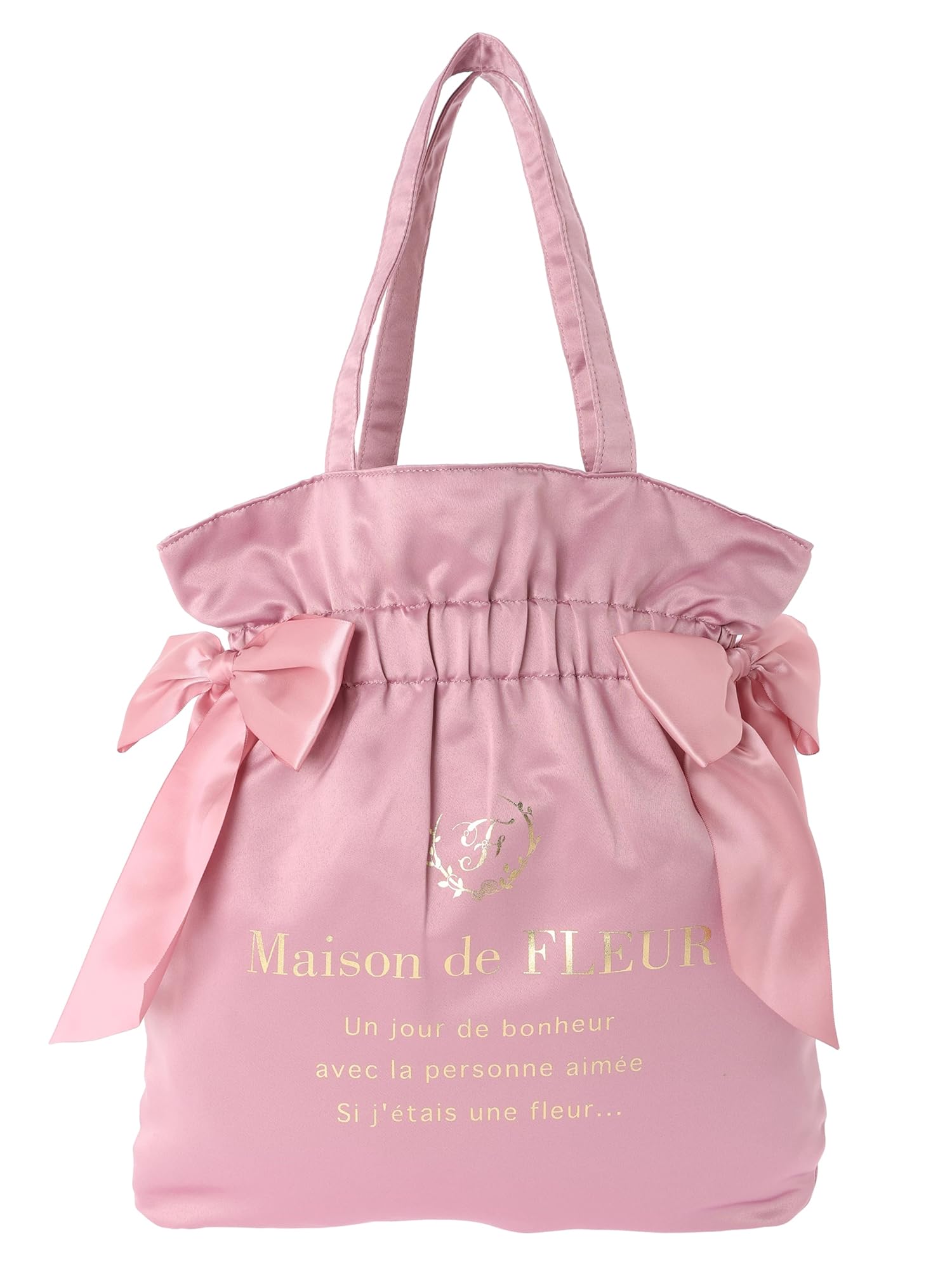 

de Tote Bag Double Ribbon Gathered Tote Bag for Women Pink [Maison Fleur] рожевий