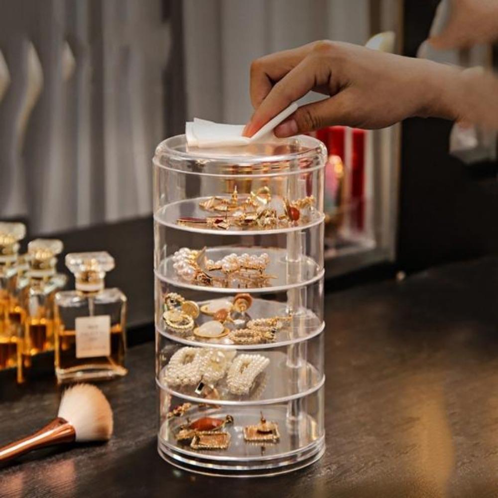 Women Jewelry Hair Accessories Storage Box Hair Tie Container Small Jewelry Box Multi-Layer Storage Box Hair Container Rotatable Storage Box Drawer